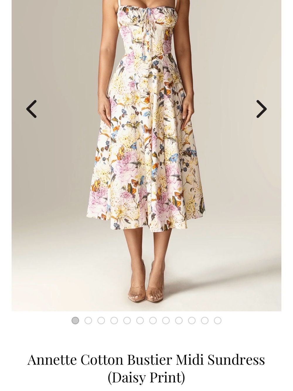 Annette Cream Floral Bustier Midi Dress
